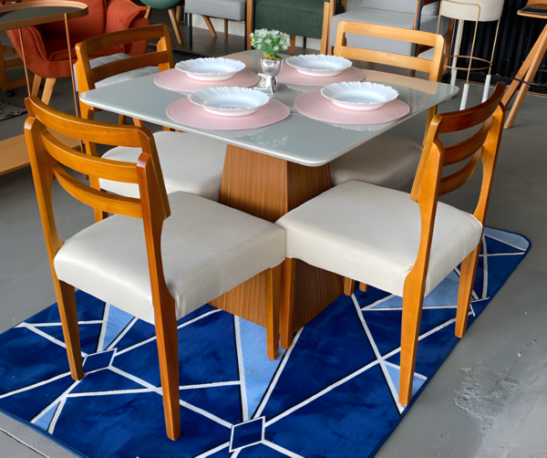 Mesa Prada 90x90 com 4 Cadeiras Turquia - Fort