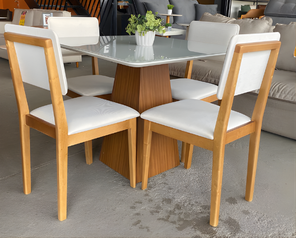 Mesa Prada Com 4 Cadeiras Rubi - Fort